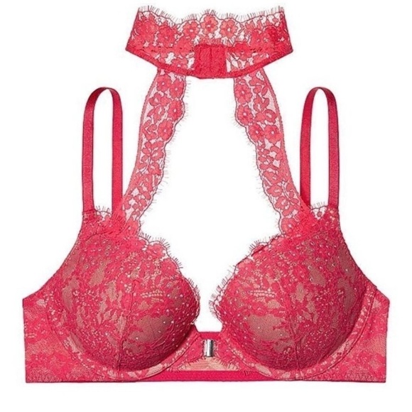 VICTORIA’S SECRET VERY SEXY PUSH-UP BRA PIGEONNANT RED BLING 32DDD - Picture 1 of 6